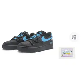 Nike Кроссовки Air Force 1 с низким верхом, устойчивые к истиранию, унисекс, черно-синие cw2288-001(team322-男女同款蓝莓气泡) | black blue-comes with a print edition