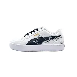 Puma Кроссовки для скейтбординга Caven 2.0 Snow Shadow Snake Queen, износостойкие, низкие, унисекс, белые, черные 392290-03（team865-雪影蛇姬） | white black