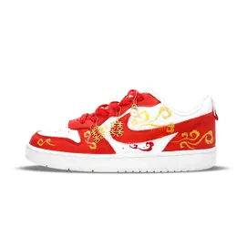 Nike Легкие и дышащие низкие кроссовки для скейтбординга Court Borough 2, женские, красно-золотые bq5448-100（team1297-云起来喜） | red gold