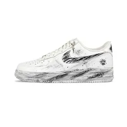 Nike Кроссовки для скейтбординга Air Force 1 Dark Trace, устойчивые к истиранию, низкие, унисекс, черные, белые cw2288-111（team1011-暗迹） | black white