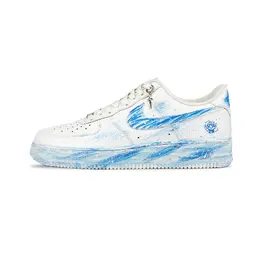 Nike Кроссовки Air Force 1 Silver Traces Coverage с амортизацией, износостойкие, низкие, для скейтбординга, унисекс, синие, белые cw2288-111（team1011-银迹） | silver trace blue