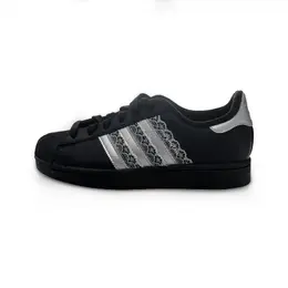 Adidas Низкие кроссовки для скейтбординга SUPERSTAR, унисекс, черные ji0079（team314-银丝芭蕾） | black