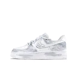 Nike Кроссовки Air Force 1 Mechanical Spirit, Little Footprints, износостойкие, низкие, для скейтбординга, унисекс, белые, серые cw2288-111(team83-小行迹） | white gray