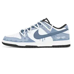 Nike Кроссовки для скейтбординга Dunk, устойчивые к истиранию, низкие, унисекс, синие, белые dd1391-100(team399-潮汐记忆) | blue white