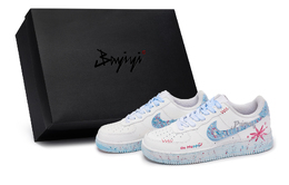 Nike Кроссовки Air Force 1811 Manufacturing, Indulgent Star, Special Shoe Box, низкие, для скейтбординга, унисекс, белые, синие, розовые cw2288-111(team80-男女沉溺星芒s-box) | white blue pink