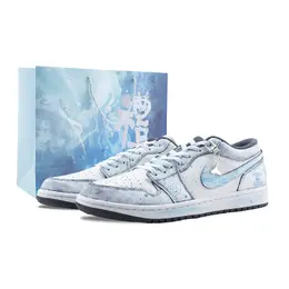Jordan Баскетбольные кроссовки Air 1 Gray Scale Dream, износостойкие, винтажные, серо-синие, унисекс 553558-044（team626-灰阶梦境） | gray blue (special shopping bag included)