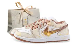 Jordan Баскетбольные кроссовки Air 1 Drippy Sun God Low Top Vintage унисекс бежево-золотистые dc0774-202(team889-太阳神礼袋款) | beige gold (special shopping bag)