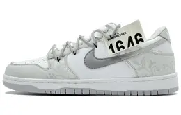 Nike Кроссовки для скейтбординга Dunk He Su Space, износостойкие, с цветочным принтом, женские, белые, серые dd1503-103（team905-繁花） | white gray