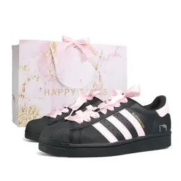 Adidas SUPERSTAR Blackberry, сумка-шоппер, износостойкие низкие кроссовки для скейтбординга, унисекс, черно-розовые eg4959（team1093-黑莓box） | black pink (shopping bag)