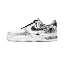 Nike Кроссовки Air Force 1 Ink Wash Blended с амортизацией, износостойкие, сбалансированные, низкие, для скейтбординга, унисекс, черные, белые cw2288-111（team1011-水墨晕染） | black white