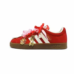 Adidas Vl Court Classic Splendid Свадебные кроссовки, износостойкие, низкие, для скейтбординга, унисекс, красные, белые kk3774(team633-锦绣婚履） | red white