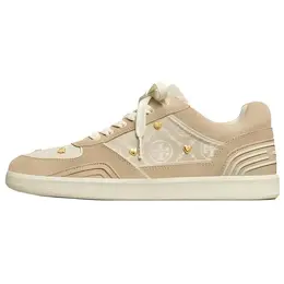 Tory Burch Низкие женские кроссовки для скейтбординга T Monogram бежевого цвета 162281-250 | shoe box included