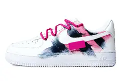 Nike Кроссовки Air Force 1 с низким верхом, противоскользящие, износостойкие, мужские, белые, розовые cw2288-111(team74-绝色幻影白黑粉) | white pink