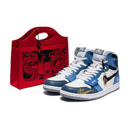Кроссовки Air Jordan 1 Vintage Basketball Women's High-Top, синий/белый/черный 575441-037(team22-女款cny玄武白蓝) | dodger blue