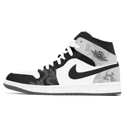 Jordan Износостойкие и легкие винтажные баскетбольные кроссовки Air 1 среднего размера, цвет унисекс, черный, серый dq8426-001(team399-墨影祥蛇) | black gray