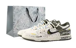 Nike Кроссовки для скейтбординга Dunk Drippy Street Club, износостойкие, низкие, унисекс, бежево-зеленые hf5441-102(team889-街头俱乐部) | beige green