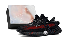 Низкие повседневные кроссовки Yeezy Boost 350 V2, унисекс, черные Adidas, Black (Box) hq4540(team372-一条红笑脸s-box） | black (box)