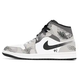 Jordan 1. Износостойкие винтажные баскетбольные кроссовки среднего размера унисекс, белые, серые dq8426-001(team778-幻影详蛇) | white gray