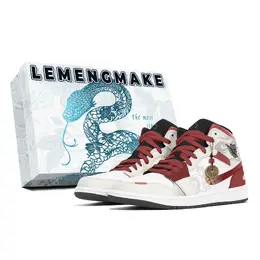 Jordan Баскетбольные кроссовки Air 1 Joy Lemon, износостойкие, нескользящие, винтажные, среднего размера, унисекс, белые, красные dq8426-001(team399-祥云纳福s-box) | white red
