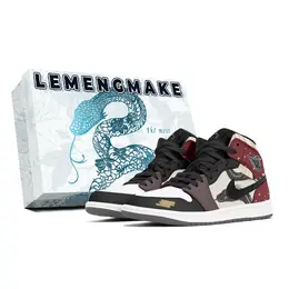 Jordan Баскетбольные кроссовки Air 1 Joy Lemon, износостойкие, винтажные, среднего размера, унисекс, красные, белые dq8426-001(team778-蛇跃风云s-box) | red white