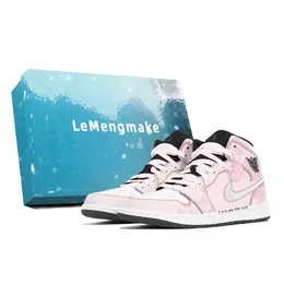 Jordan Баскетбольные кроссовки Air 1 Joy Lemon, износостойкие, среднего размера, винтажные, унисекс, белые, розовые dq8426-001(team778-折现浪漫s-box) | white pink