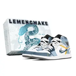 Jordan Баскетбольные кроссовки Air 1 Joy Lemon, износостойкие, среднего размера, винтажные, унисекс, сине-белые dq8426-001(team778-鳞波微步s-box) | blue white