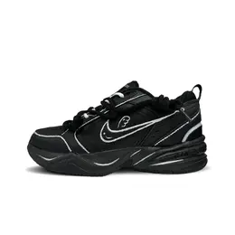 Nike Кроссовки Air Monarch 4 Silver Wing с противоскользящим покрытием, износостойкие, низкие, массивные, унисекс, черные, серебристые 415445-001（team305-银翼） | black silver