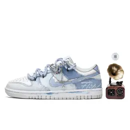 Nike Кроссовки для скейтбординга Dunk унисекс с низким верхом белого/синего цвета dd1503-103(teamm-绵绵冰) | cotton candy with a complimentary vintage music box