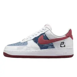 Nike Кроссовки для скейтбординга Air Force 1 с противоскользящим и износостойким дышащим верхом, женские, белые, красные fq7626-100(team10-龙纹青蛇) | white red
