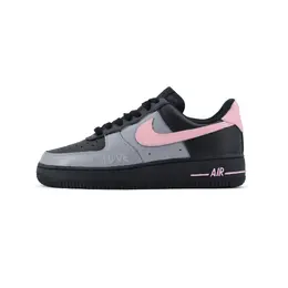 Nike Кроссовки для скейтбординга Air Force 1 с противоскользящим износостойким верхом, унисекс, черные, серые, розовые cw2288-001（team448-黑灰粉） | black gray pink