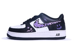 Кроссовки Nike Air Force 1 Skateboarding Shoes Women's Low-top Black/purple/white, фиолетовый dv1621-001(team48-涂鸦梦) | black/purple