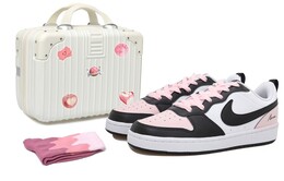 Кроссовки Nike Court Borough Skateboard Shoes Women's Low-Top Black Pink bq5448-104
