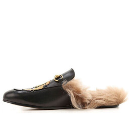 Кроссовки princetown with tiger appliqueleather 'black' Gucci, черный 451209-dkhh0-1063 | black