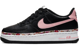 Кроссовки Nike Air Force 1 Low Vintage с цветочным принтом, черный и розовый оттенок (GS) bq2501-001