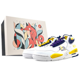 Кроссовки Nike Flight Legacy Vintage Basketball Shoes Men Mid-top Yellow, белый bq4212-102(team40-科比梦白蓝黄sbox) | white