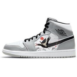 Баскетбольные кроссовки Air 1 Vintage Men Mid-Top White/Grey Jordan 554724-092(team56-水墨仙鹤) | gray