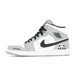 Баскетбольные кроссовки Air 1 Vintage Men Mid-Top White Grey Jordan 554724-092(team210-熊猫墩墩) | white gray