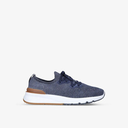 Трикотажные низкие кеды с тиснением бренда Brunello Cucinelli, темно-синий r04133718 | navy