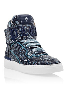 Высокие кроссовки с узором пейсли Philipp Plein, темно-синий 7650309505084 | navy