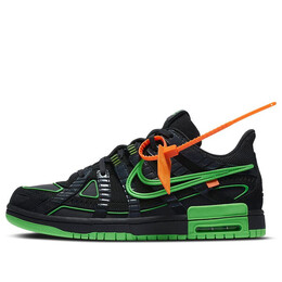 Кроссовки x off white air rubber dunk Nike, черный cu6015-001 | black/white/green strike