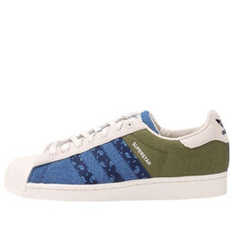 Кроссовки оригинальные суперзвезды обувь Adidas, белый h04295 | white/green/blue