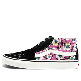 Кроссовки sk8-mid retro high top casual skate shoes flowers graffiti 'black pink white' Vans, черный vn0a3wm31iy | black/pink/white
