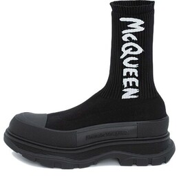 Кроссовки graffiti knit tread slick boots 'black white' Alexander McQueen, черный 705671w4tv11070 | black/white