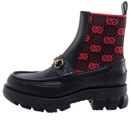 Кроссовки horsebit gg jersey boot 'black red' Gucci, черный 718708-aaa4y-1071 | black/red