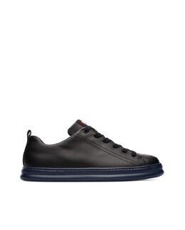 Мужские черные кожаные кроссовки на синей подошве Camper, черный 8431319093353 | negro