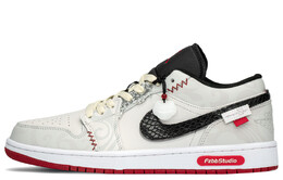 Баскетбольные кроссовки Air 1 Vintage Men Low-Top Серый/Бежевый/Красный Jordan 553558-066(teama-潮流云纹) | beige gray red