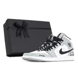 Баскетбольные кроссовки Air 1 Vintage Men Mid-Top White Grey Jordan 554724-092(team210-熊猫墩墩s-box) | white gray
