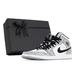 Баскетбольные кроссовки Air 1 Vintage Men Mid-Top White Grey Jordan 554724-092(team210-古唐印花s-box) | white gray