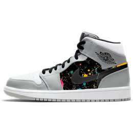 Баскетбольные кроссовки Air 1 Vintage Men Mid-Top White/Grey Jordan 554724-092(team56-泼墨涂鸦) | gray