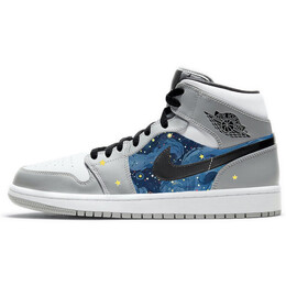 Баскетбольные кроссовки Air 1 Vintage Men Mid-Top Серый/белый/синий Jordan 554724-092(team181-油画星空) | gray